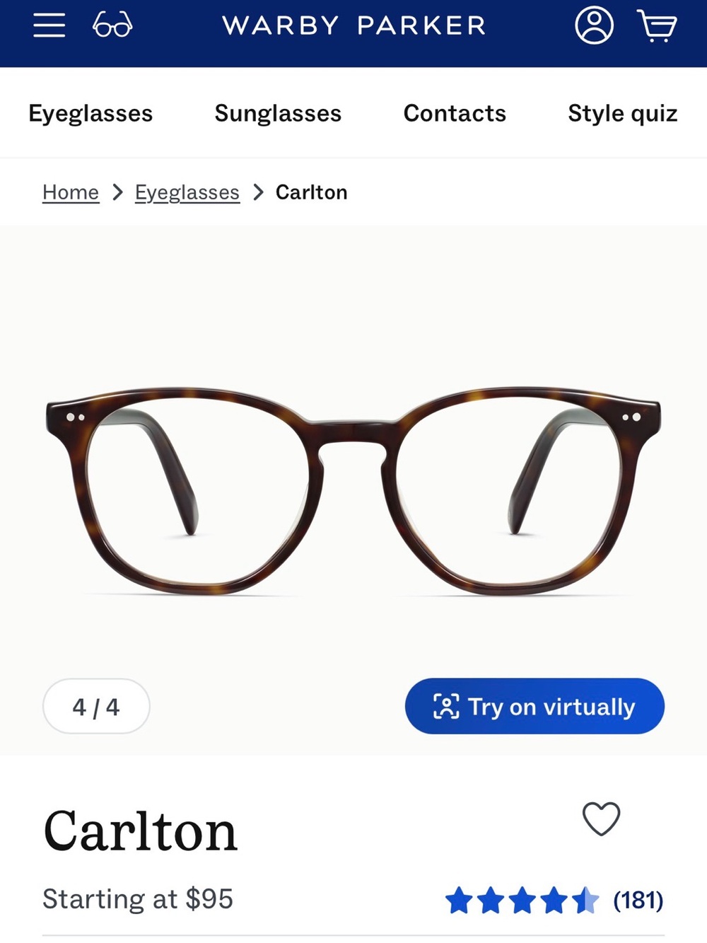 Warby Parker Carlton Tortoise Brown Glasses